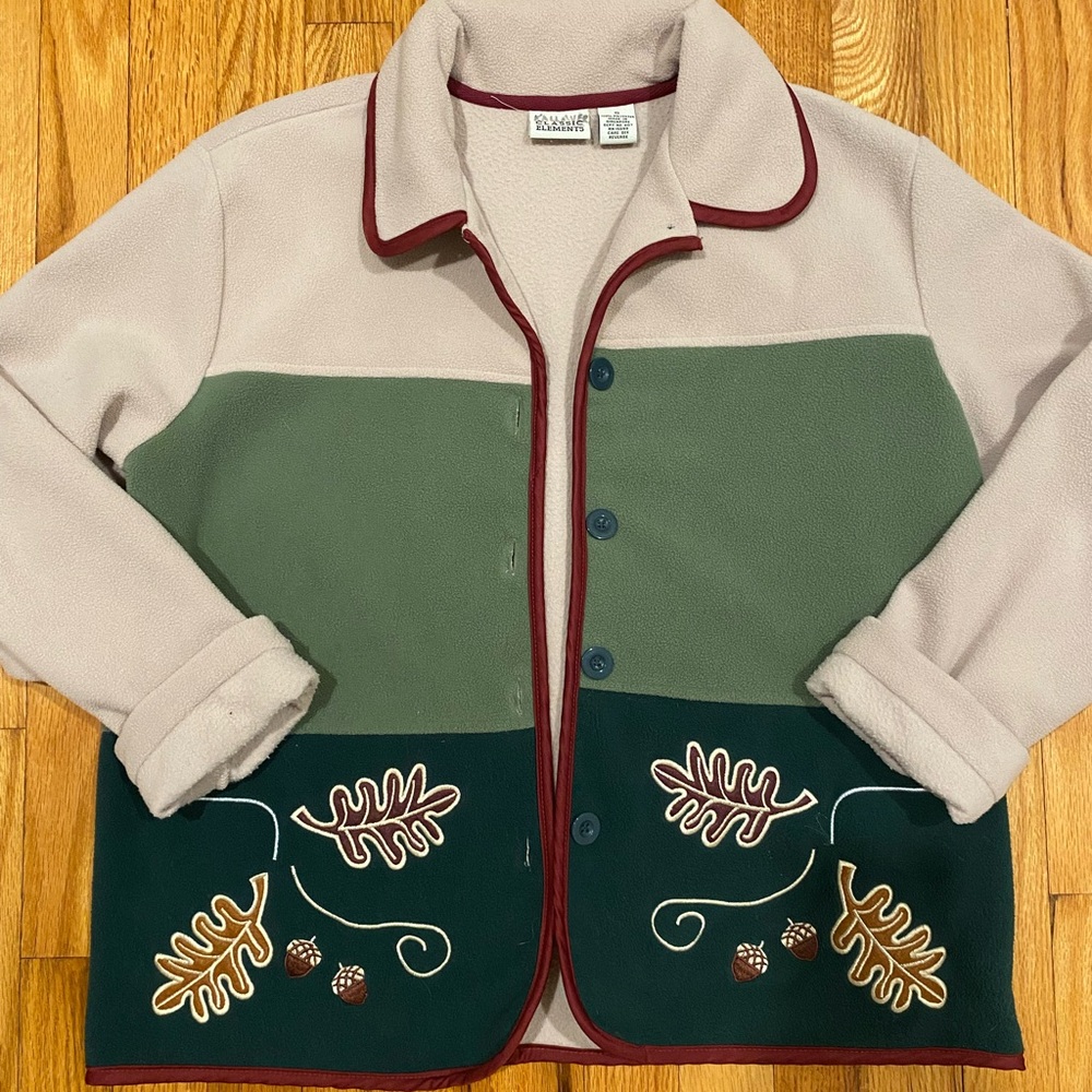 Autumnal Fleece Jacket with Satin Piping